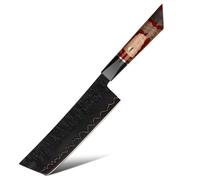 Coltello da cucina damascato EN-37393 - Nakiri / Rosso / Marrone