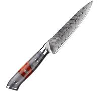 Coltello da cucina damascato Yamiyo - Utility / Rosso / Grigio