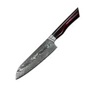 Coltello da cucina damascato YO-37404 - Santoku / Rosso / Blu