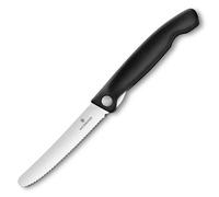 Victorinox Swiss Classic Coltello da picnic pieghevole per escursioni, Frutta, verdura, panini, salsicce, Lama seghettata, extra affilata, Nero