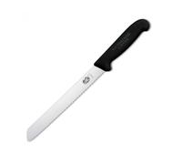 Victorinox Coltello per pane Fibrox - lama seghettata 21 cm in acciaio inox, manico Fibrox nero