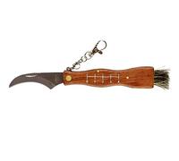 Coltello da Funghi con Manico in legno Lama in acciaio inox 7 cm con Pennello righello e Moschettone