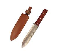 Coltello da giardino - paesaggistica, scavo, diserbo, taglio, piantagione strumento da giardinaggio con custodia in pelle, lama in acciaio inossidabile (rosso)