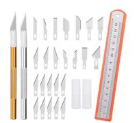 Coltello da intaglio con cappuccio protettivo, 2 pezzi bisturi con 23 lame di ricambio, coltello fai da te, coltello per hobby, intaglio, coltello artigianale, coltello per lavori artistici, taglio