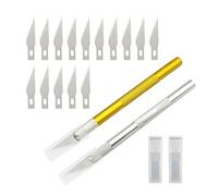 Coltello da intaglio da 2 pezzi, lame di ricambio da 15 pezzi, coltello da taglio in metallo, tagliacarte fine, coltello fatto a mano fai-da-te con manico antiscivolo, adatto per ufficio, fabbrica
