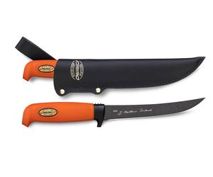 Coltello da intaglio Marttiini Martef acciaio inossidabile & Martef/gomma arancione/pelle 935024T