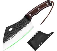 Coltello Da Macellaio Con Fodero 2Pcs, 15,5 Cm Mannaia per Carne in Acciaio Al C