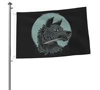 Coltello Da Morso Di Lupo Con Luna Bandiere Di Benvenuto Resistente Alle Intemperie Bandiera Da Cortile Con 2 Occhielli Bandiere Da Giardino Decorazione Per Patio Interni Esterni 90X152Cm