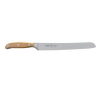 Coltello da pane lama forgiata seghettata in acciaio W.Nr.1.4116 cm 32 manico legno di Frassino , Manico in essenza legno di Frassino frassino