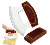 Coltello Da Taglio Ulu-pizzeria In Alaska Pesante Con Comoda Presa In Legno, Lama In Acciaio Inossidabile Affilato, Manico Ergonomico Non Slip | Cutter A Bilanciere Professionista, Dicer Vegetale Con