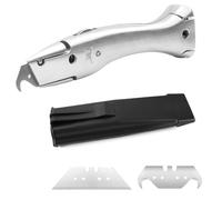 Coltello da tappeto con lama trapezoidale e custodia nera, lama per tappeti, coltello da carta da parati, taglierino professionale, adatto per il taglio di strisce decorative in PVC/metallo