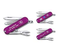 Coltello da Tasca Classic SD Con Richiesta Stampa Auf Der Conchiglia I Regalo per Uomini Donne I Regalo Per Compleanno I Svizzero Personalizzato 7 Funzioni 0.6223 Tasty Grape (Viola)