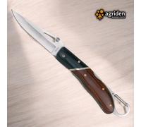 COLTELLO DA TASCA CON MOSCHETTONE MANICO IN LEGNO LAMA ACCIAIO INOX DA 20,5 C