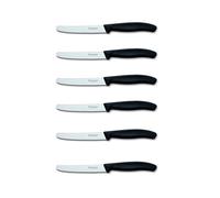 Victorinox Swiss Classic, set di 6 coltelli lama ondulata da 11 cm, manico nero, da tavola per bistecca/pizza. - nero V-6.78 33.6
