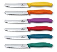 Victorinox, set di 6 coltelli cucina da tavola e verdura Swiss Classic, con lama seghettata in acciaio inox, colorati