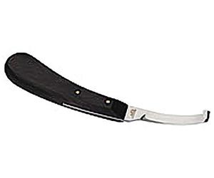 Coltello da zoccolo monotaglio, forma a sinistra, con manico in legno di faggio termico