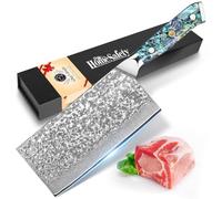 Coltello Damasco Nakiri, con Lama Estremamente Affilata da 17.8 cm, 67 Strati di Acciaio Damasco VG-10 Mannaia Cinese Coltello da Carne Damasco, Manico in Conchiglia di Abalone, Confezione Regalo