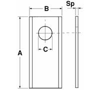 Coltello Dritto Ama 96x50x4 mm Foro 19 mm - 25 pz
