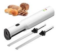 Coltello Elettrico per Carne, Coltello per Pane, Coltello per Affettare Carne a Batteria Coltello per Pane con 2 Lame Seghettate in Acciaio Inossidabile da 8" e Rilascio del Grilletto con Blocco di