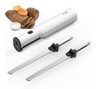 Coltello elettrico senza fili per tagliare la carne, senza sforzo, con 2 lame seghettate in acciaio inox, ideale per carne, pollame, pane