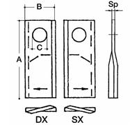 Coltello Falciatrice Rotativa Ama Sinistro 100x48x4 mm - 25 pz