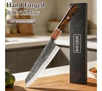 Coltello Giapponese Kiritsuke WXCOO Forgiato a Mano, Coltello da Chef, Mannaia per Carne, Santoku, Sashimi, Lama Artigianale, Accessori da Cucina