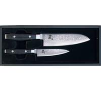 Coltello IN Acciaio Damasco Yaxell Ran 69 - Santoku 16,5cm Lama + Taglierino