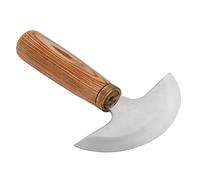 Coltello in pelle con impugnatura in legno, coltello rotondo in pelle fai -da -te ad alto carbone per pelli di taglio in acciaio con manico in noce per tagliare la cattura e il