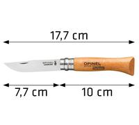 COLTELLO OPINEL COLTELLINO LAMA ACCIAIO AL CARBONIO MANICO LEGNO DI FAGGIO