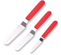 Coltello paletta per glassa, in acciaio inox, spatola angolata per la decorazione di torte, Set 3 Pezzi, Rosso