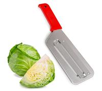 Coltello per cavolo trituratore per crauti e insalata di cavolo, in acciaio inox, con due lame affilate, manico in plastica (rosso)
