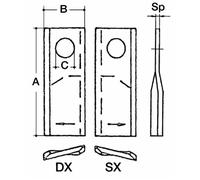 Coltello per Falciatrice Rotativa Ama 108x47x4 mm - 25 pz