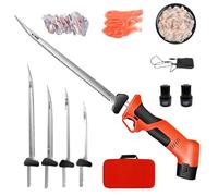 Coltello per Filettare Elettrico Ricaricabile, Coltello per Filettare Pesce a Batteria da 12 V con 4 Lame Alternative In Acciaio Ad Alto Tenore di Carbonio e 2 Batterie, Manico Antiscivolo e Blocco