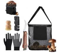 Coltello per funghi con spazzola, coltello in acciaio inox con spazzola per funghi, coltello per funghi con custodia per funghi, affilacoltelli, guanti, bussola, righello e spazzola per funghi, set da