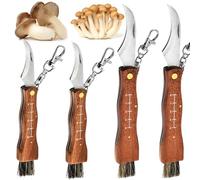 Coltello per funghi in 4 pezzi con spazzola e righello, coltello tascabile per funghi/tartufi, coltello pieghevole per funghi, coltello pieghevole per esterni, set di coltelli per funghi regalo(2L+2S)