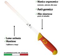 Coltello per prosciutto 30 cm Manici in polipropilene gomma antiscivolo atossici. trattamento germicida. adatto lavastoviglie arancio
