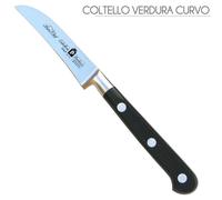 Coltello per verdura lama forgiata da 7 cm curvo Manici in POM per alimenti. colore nero. resistente in lavastoviglie. nero