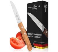 Coltello per verdure con lama seghettata, manico in legno, coltello per pomodori seghettato, coltello per sbucciare, in legno di ulivo, inossidabile