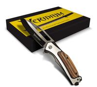 Coltello Pieghevole Acciaio VG10 Cobalto Lama 8 cm Manico Legno Clip Tasca