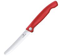 Victorinox Swiss Classic Coltello da picnic pieghevole per escursioni, Frutta, verdura, panini, salsicce, Lama seghettata, extra affilata, Rosso