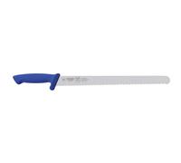 Coltello professionale a LAMA SEGHETTATA RIGIDA Manico Protetto dimensioni 36 cm tagli netti senza sbavature trattamento germicida adatto lavastoviglie blu