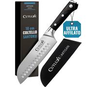 Coltello Santoku - 18Cm Coltello Giapponese Professionale Con Guaina - Acciaio A