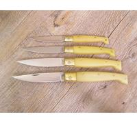COLTELLO SARDEGNA SARDO ORIGINAL PATTADA MANICO IN RESINA gialla lama dolce al carbonio 4 dimensioni a scelta incisione gratuita come immagine (21,5 Cm)
