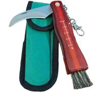 COLTELLO SERRAMANICO X FUNGHI - INOX/LEGNO + SPAZZOLINO CM 19 + FODERO- 3 pezzi