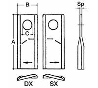 Coltello Sinistro Piegato Ama per Falciatrice Rotativa - 25 pz