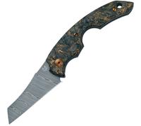 Coltello Tascabile Pieghevole Fox Virtus, Lama in Acciaio Damasteel Super Dense Twist, Manico Dark M