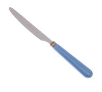 Coltello tavola seghettato MOD Mistral Set di 6 Pezzi in acciaio 18.10 Lunghezza 26 cm manico in PPL lavabile in lavastoviglie colore Azzurro azzurro