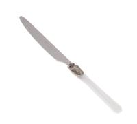Coltello tavola seghettato Modello Penelope Set di 6 Pezzi in acciaio 18.10 Lunghezza 26 cm manico in PPMA lavabile in lavastoviglie colore Bianco bianco