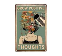 Coltiva Pensieri Positivi Donna Poster Metal Vintage Targa In Metallo Retrò Cartello Decorativo Per Garage Cucina Club
