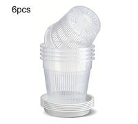 Coltivare per Orchidee Sane Set di 6 Contenitori Trasparenti con Piattino